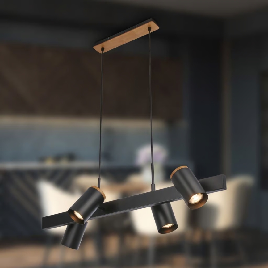 Briloner 4059045 - Rippvalgusti ERA kaabliga 4xGU10/10W/230V must