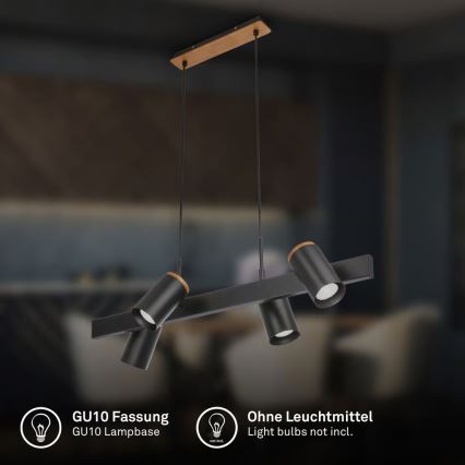 Briloner 4059045 - Rippvalgusti ERA kaabliga 4xGU10/10W/230V must