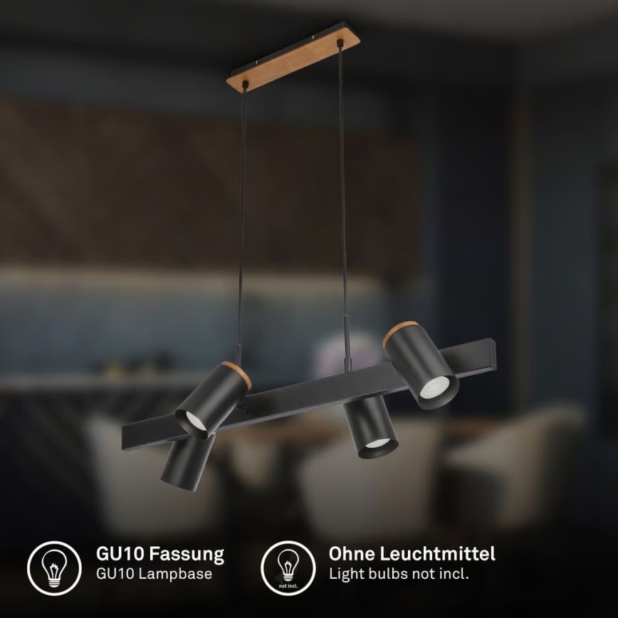 Briloner 4059045 - Rippvalgusti ERA kaabliga 4xGU10/10W/230V must