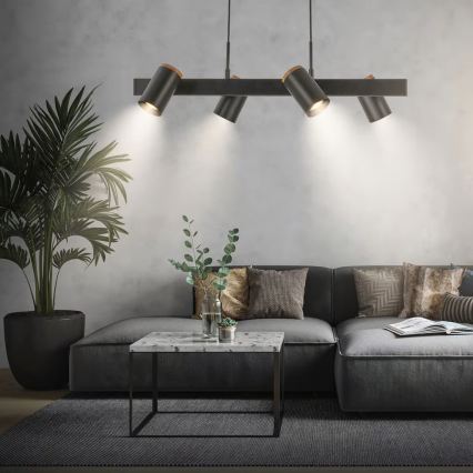 Briloner 4059045 - Rippvalgusti ERA kaabliga 4xGU10/10W/230V must