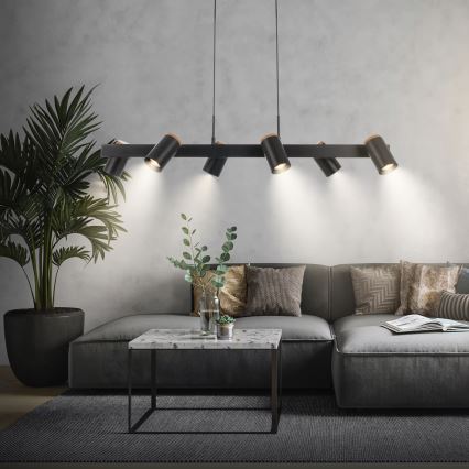 Briloner 4059065 - Rippvalgusti kaabliga ERA 6xGU10/10W/230V must