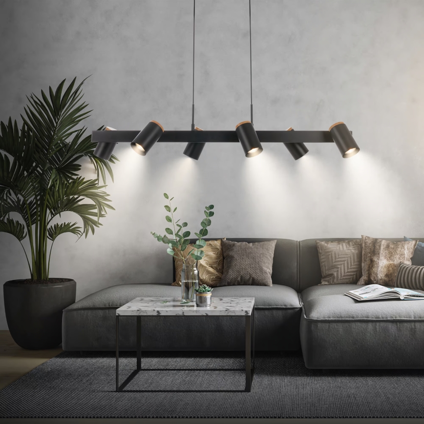 Briloner 4059065 - Rippvalgusti kaabliga ERA 6xGU10/10W/230V must