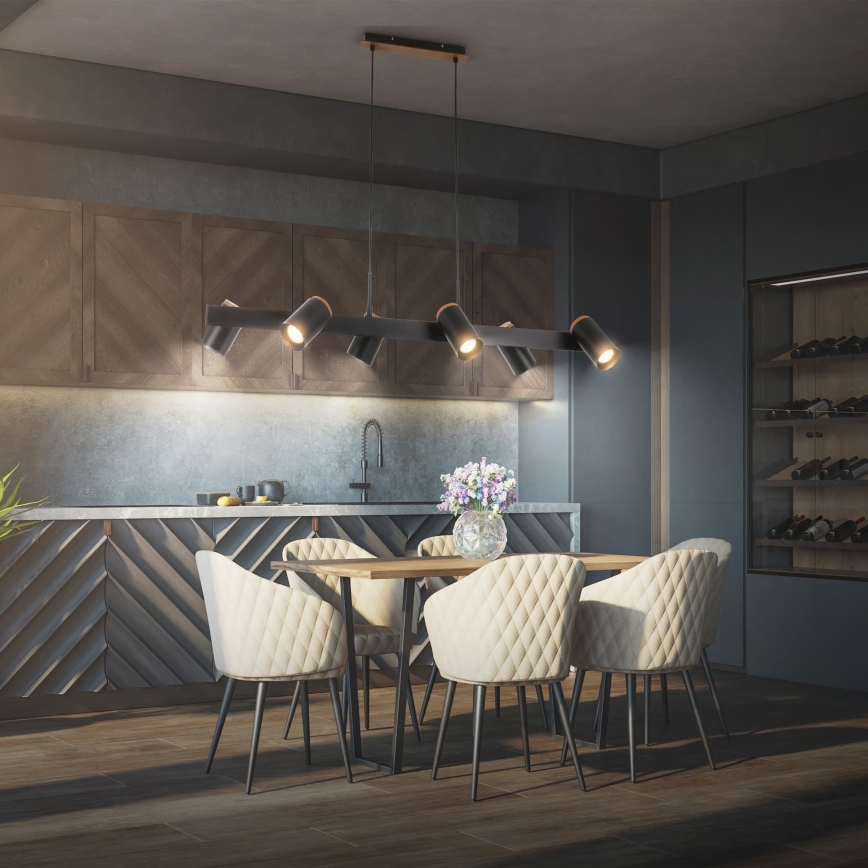 Briloner 4059065 - Rippvalgusti kaabliga ERA 6xGU10/10W/230V must