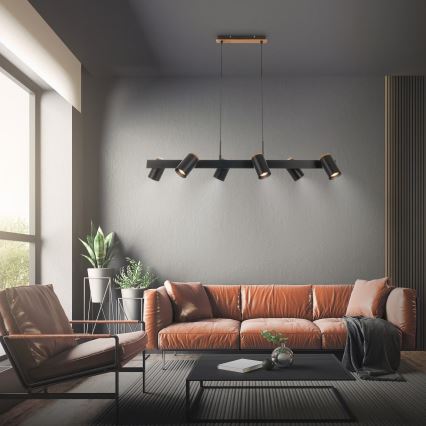 Briloner 4059065 - Rippvalgusti kaabliga ERA 6xGU10/10W/230V must