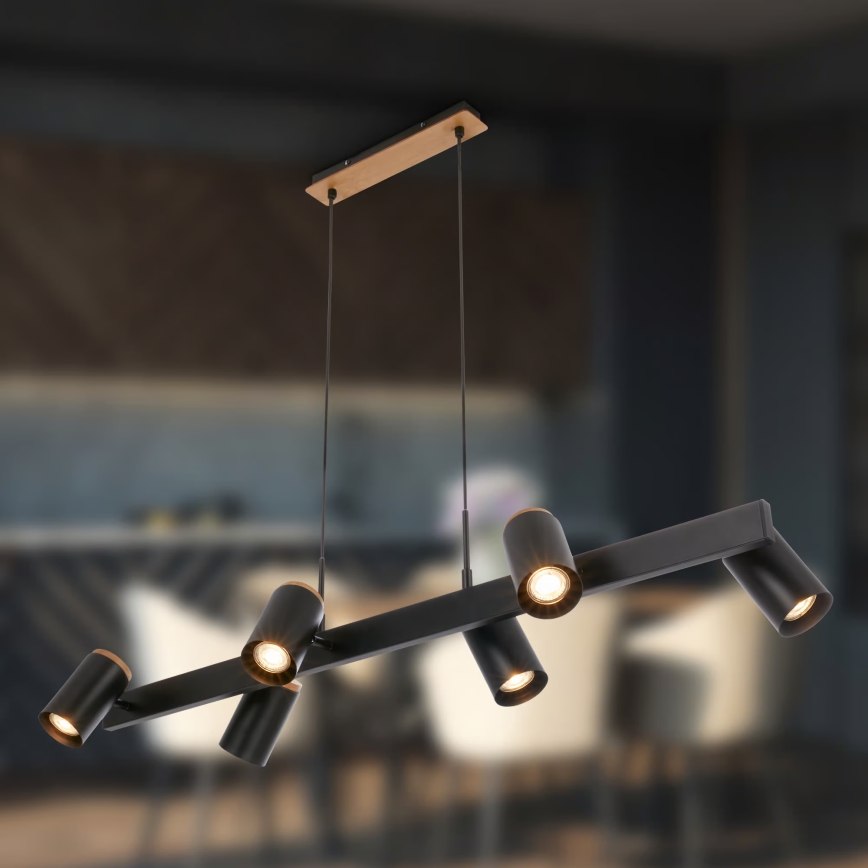 Briloner 4059065 - Rippvalgusti kaabliga ERA 6xGU10/10W/230V must