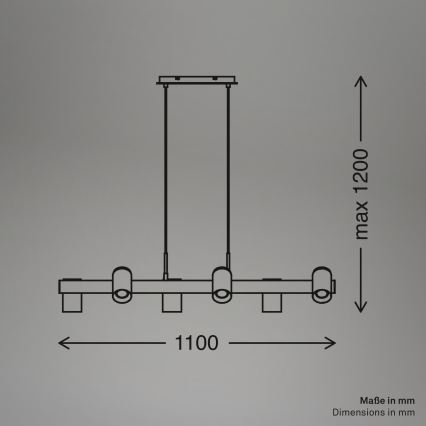 Briloner 4059065 - Rippvalgusti kaabliga ERA 6xGU10/10W/230V must