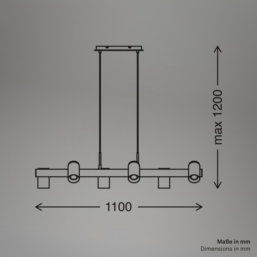 Briloner 4059065 - Rippvalgusti kaabliga ERA 6xGU10/10W/230V must