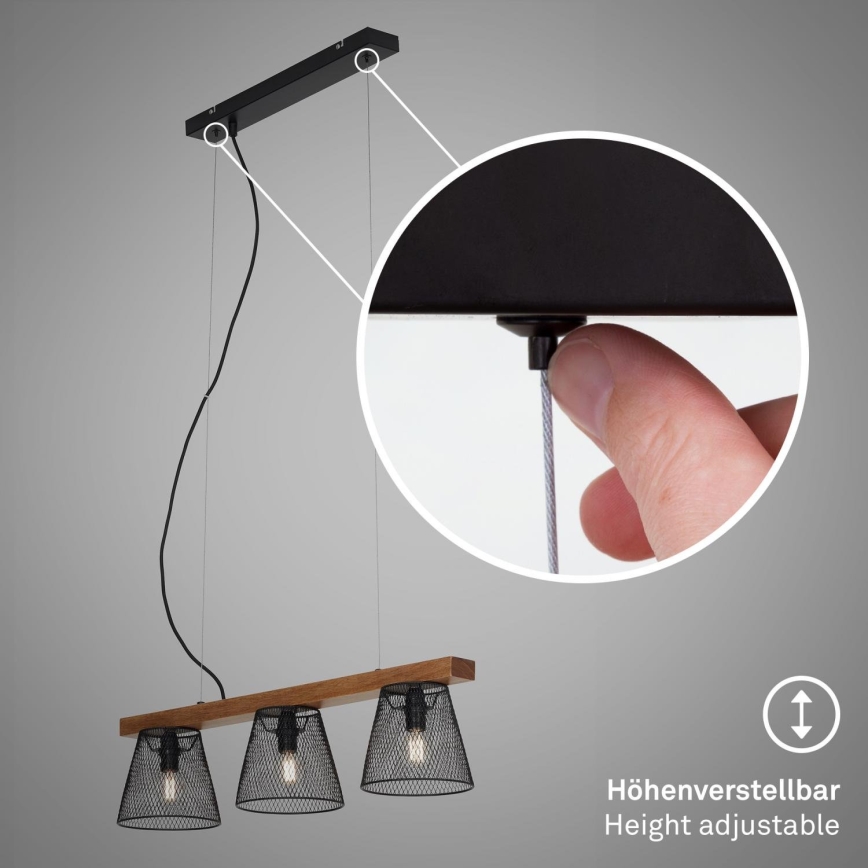 Briloner 4077-035 - Lühter WOOD & STYLE 3xE14/25W/230V kummipuu