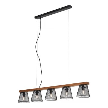 Briloner 4077-055 - Rippvalgusti kaablil WOOD & STYLE 5xE14/25W/230V kummipuidust