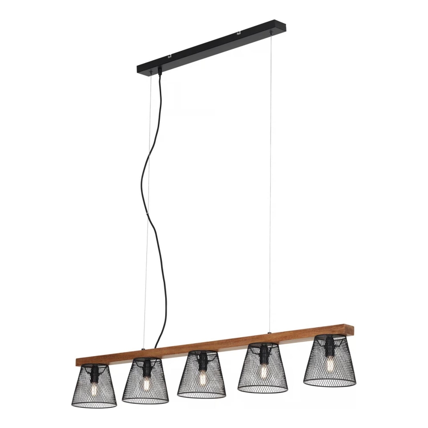 Briloner 4077-055 - Rippvalgusti kaablil WOOD & STYLE 5xE14/25W/230V kummipuidust