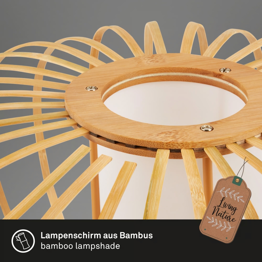 Briloner 4759011 - Ripplühter juhtmel 1xE27/10W/230V must/bambus