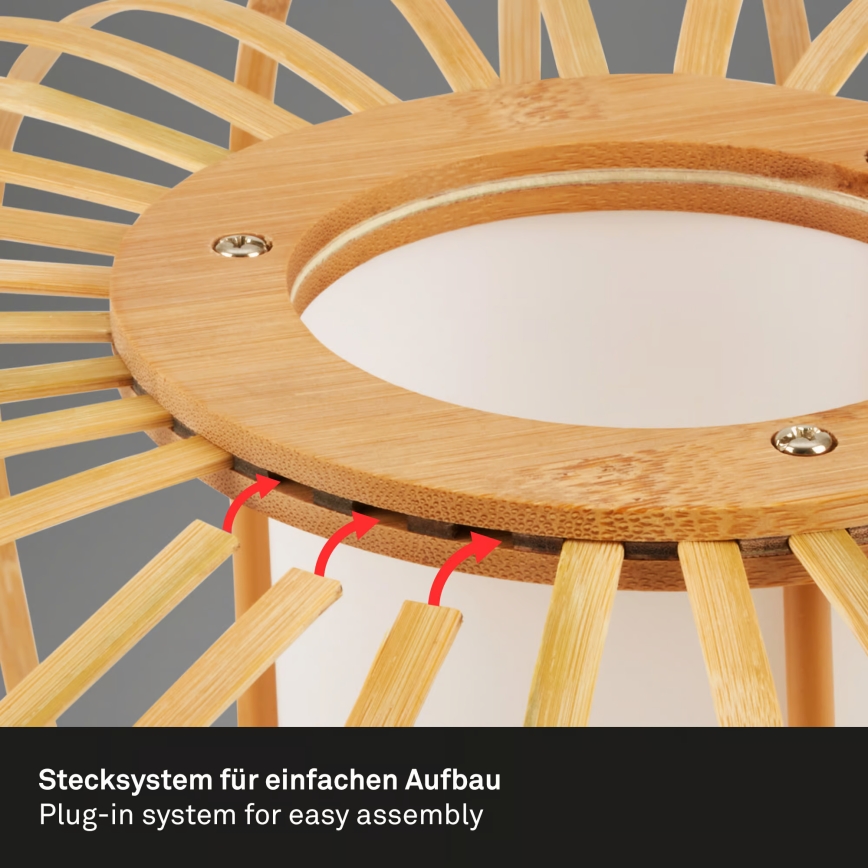 Briloner 4759031 - Rippvalgusti kaabliga 3xE27/10W/230V must/bambus