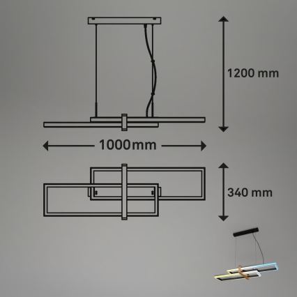 Briloner 4768015 - hämardatav LED-lühter kaablil LED/44W/230V 2700-6500K + kaugjuhtimispult