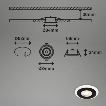 Briloner 7039-035 - KOMPLEKT 3x LED Süvistatav valgusti vannituppa LED/5W/230V IP44
