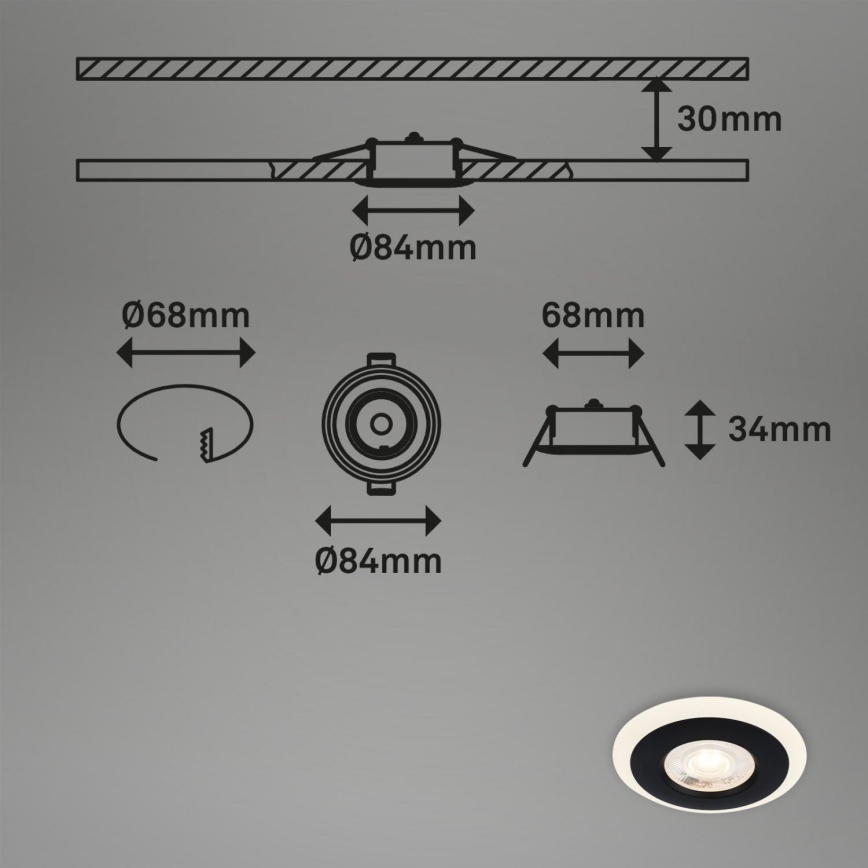 Briloner 7039-035 - KOMPLEKT 3x LED Süvistatav valgusti vannituppa LED/5W/230V IP44
