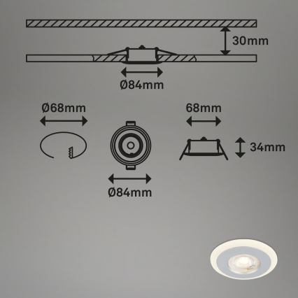 Briloner 7039034 - KOMPLEKT 3xLED vannitoa süvistatavad laevalgustid LED/5W/230V IP44 mattkroom