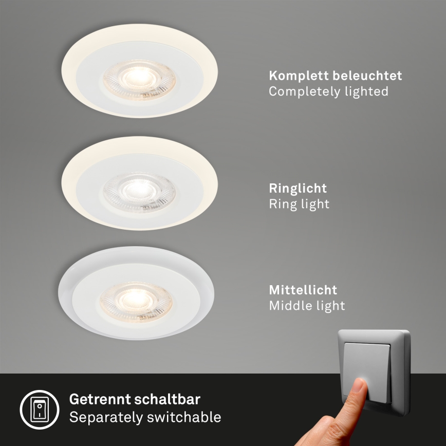 Briloner 7039036 - KOMPLEKT 3xLED vannitoa süvistatav laevalgusti 3xLED/5W/230V IP44 valge