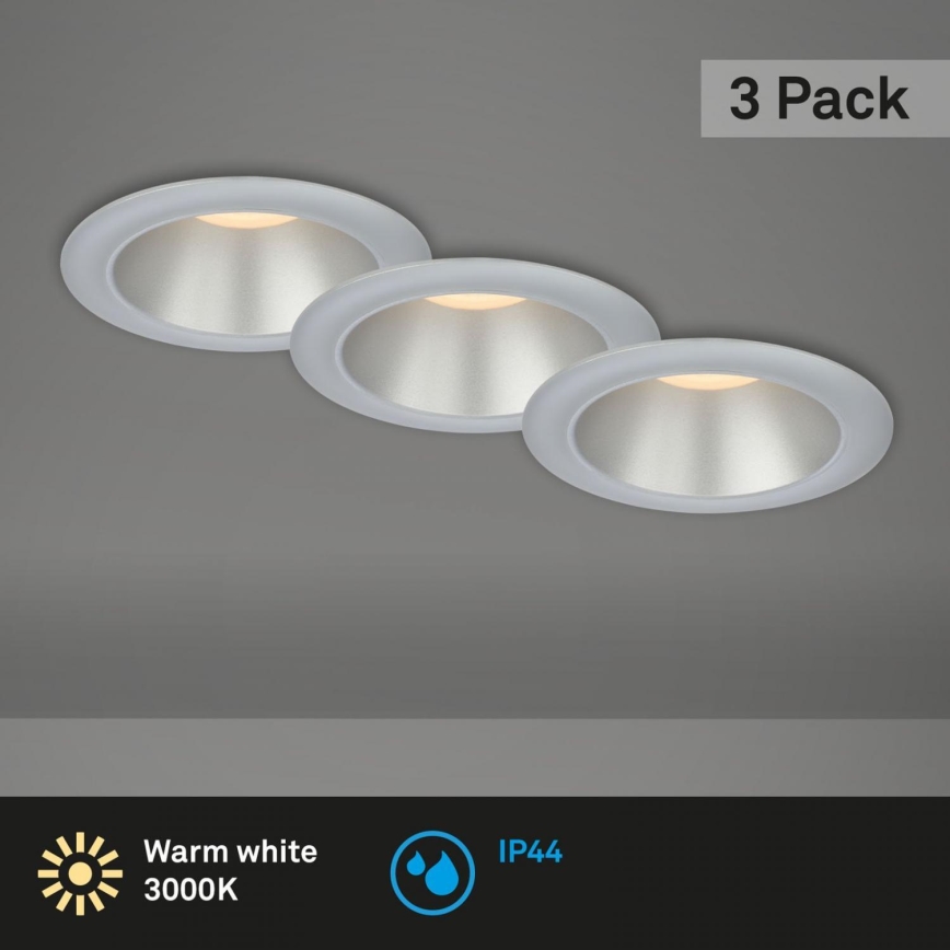 Briloner 7041-034 - KOMPLEKT 3x LED Süvistatav valgusti vannituppa LED/4,9W/230V IP44 hõbedane