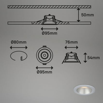 Briloner 7041-034 - KOMPLEKT 3x LED Süvistatav valgusti vannituppa LED/4,9W/230V IP44 hõbedane