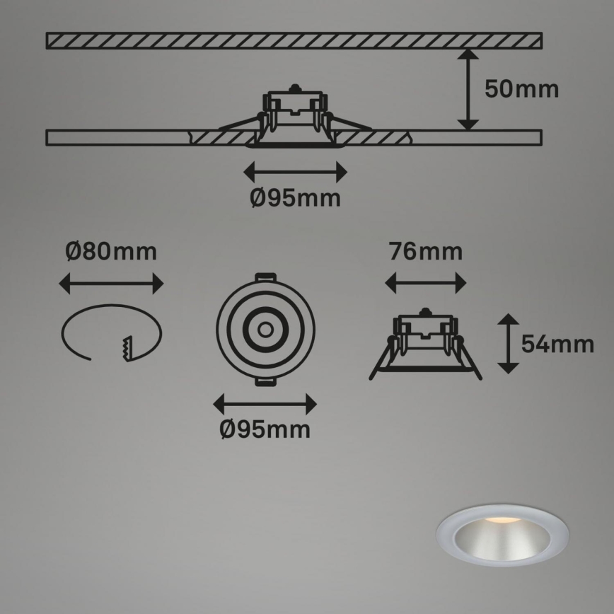 Briloner 7041-034 - KOMPLEKT 3x LED Süvistatav valgusti vannituppa LED/4,9W/230V IP44 hõbedane