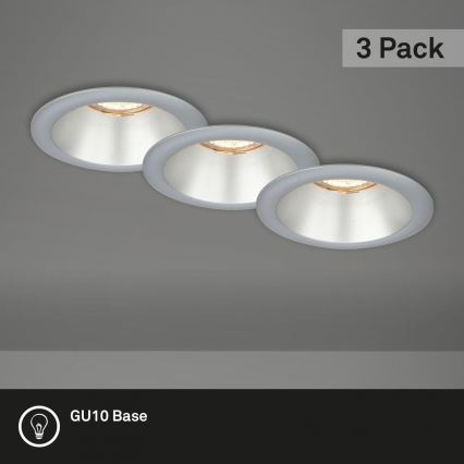 Briloner 7042-034 - KOMPLEKT 3x Süvistatav valgusti vannituppa 1xGU10/9W/230V IP23 hõbedane