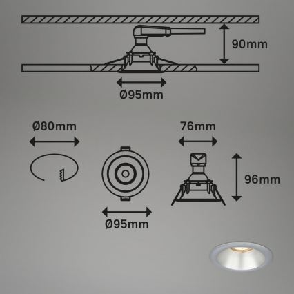Briloner 7042-034 - KOMPLEKT 3x Süvistatav valgusti vannituppa 1xGU10/9W/230V IP23 hõbedane
