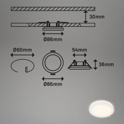 Briloner 7055-036 - KOMPLEKT 3x LED Süvistatav valgusti vannituppa LED/3W/230V IP44