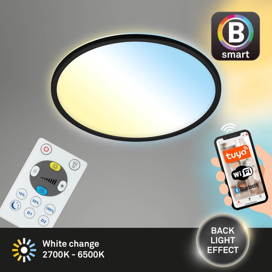 Briloner 7059-015 - LED Hämardatav laevalgusti SLIM LED/22W/230V 2700-6500K Wi-Fi Tuya + kaugjuhtimispult