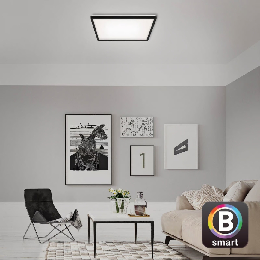 Briloner 7060-015 - LED hämardatav pinnapealne SLIM-paneel LED/22W/230V 2700-6500K 42x42 cm must Wi-Fi Tuya + kaugjuhtimispult