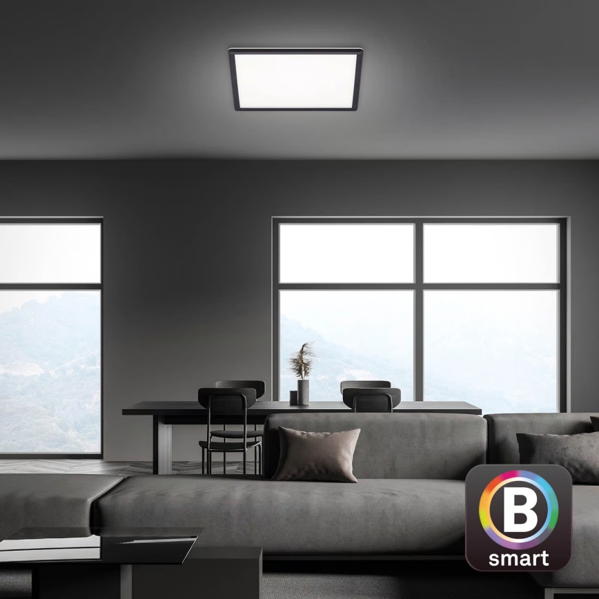 Briloner 7060-015 - LED hämardatav pinnapealne SLIM-paneel LED/22W/230V 2700-6500K 42x42 cm must Wi-Fi Tuya + kaugjuhtimispult