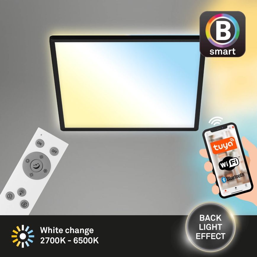 Briloner 7060-015 - LED hämardatav pinnapealne SLIM-paneel LED/22W/230V 2700-6500K 42x42 cm must Wi-Fi Tuya + kaugjuhtimispult