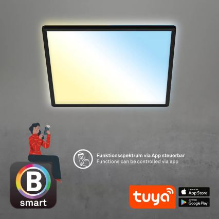 Briloner 7060-015 - LED hämardatav pinnapealne SLIM-paneel LED/22W/230V 2700-6500K 42x42 cm must Wi-Fi Tuya + kaugjuhtimispult