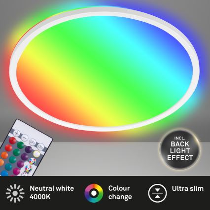 Briloner 7092-416 - RGBW Hämardatav laevalgusti SLIM LED/15W/230V + kaugjuhtimispult