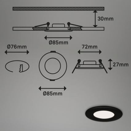 Briloner 7113-415 - LED Süvistatav valgusti vannituppa FLAT LED/5W/230V IP44