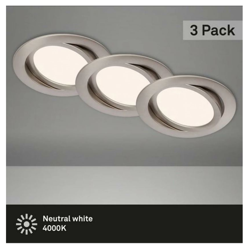 Briloner 7116-432 - KOMPLEKT 3x LED Süvistatav valgusti vannituppa FLAT IN LED/9W/230V IP23