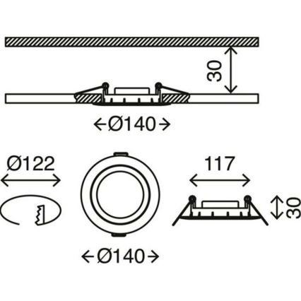 Briloner 7116-432 - KOMPLEKT 3x LED Süvistatav valgusti vannituppa FLAT IN LED/9W/230V IP23