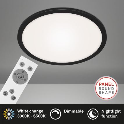 Briloner 7168-015 - LED Hämardatav laevalgusti PIATTO LED/22W/230V 3000-6500K d. 40 cm must + kaugjuhtimispult
