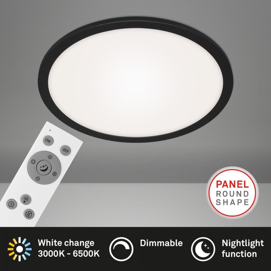 Briloner 7168-015 - LED Hämardatav laevalgusti PIATTO LED/22W/230V 3000-6500K d. 40 cm must + kaugjuhtimispult