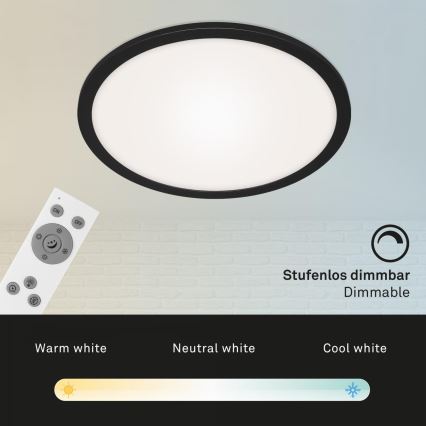 Briloner 7168-015 - LED Hämardatav laevalgusti PIATTO LED/22W/230V 3000-6500K d. 40 cm must + kaugjuhtimispult