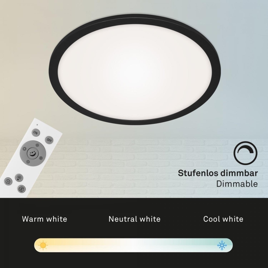 Briloner 7168-015 - LED Hämardatav laevalgusti PIATTO LED/22W/230V 3000-6500K d. 40 cm must + kaugjuhtimispult