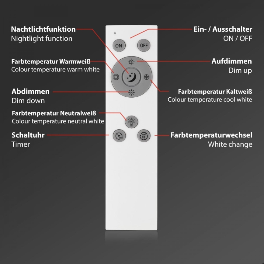 Briloner 7168-015 - LED Hämardatav laevalgusti PIATTO LED/22W/230V 3000-6500K d. 40 cm must + kaugjuhtimispult