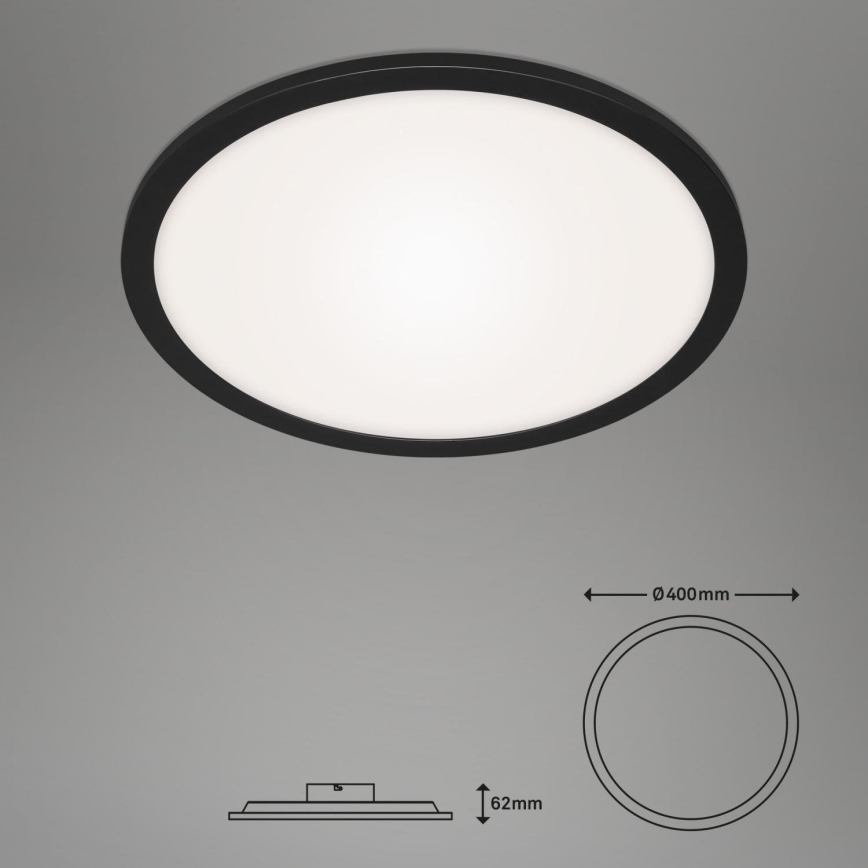 Briloner 7168-015 - LED Hämardatav laevalgusti PIATTO LED/22W/230V 3000-6500K d. 40 cm must + kaugjuhtimispult