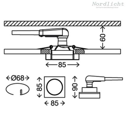 Briloner 7200-016 - LED Süvistatav valgusti vannituppa ATTACH 1xGU10/3W/230V IP23