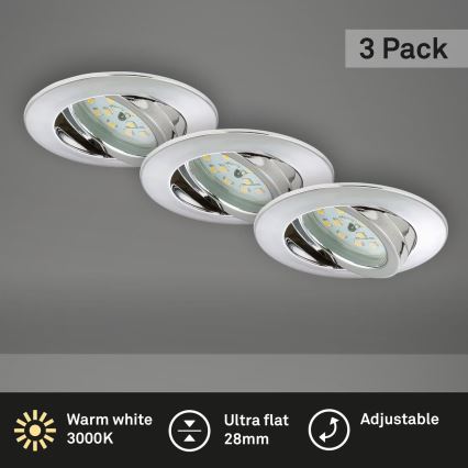 Briloner 7209-038 - KOMPLEKT 3x LED Süvistatav valgusti vannituppa LED/5W/230V IP23