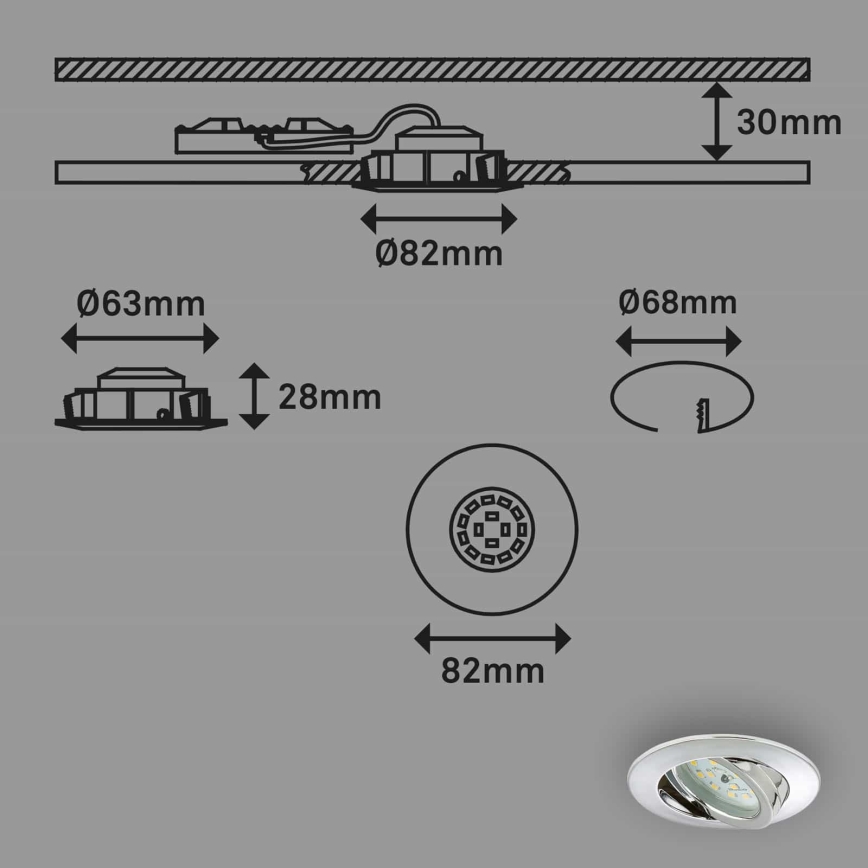 Briloner 7209-038 - KOMPLEKT 3x LED Süvistatav valgusti vannituppa LED/5W/230V IP23