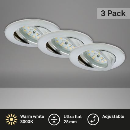 Briloner 7209-039 - Komplekt 3× LED vannitoa süvistatav laevalgusti ATTACH LED/5W/230V IP23 mattkroom
