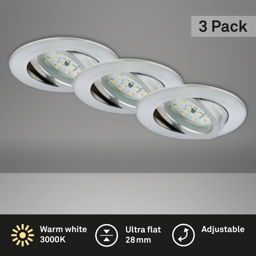 Briloner 7209-039 - Komplekt 3× LED vannitoa süvistatav laevalgusti ATTACH LED/5W/230V IP23 mattkroom