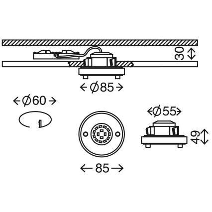 Briloner 7214-012 - LED Süvistatav valgusti vannituppa ATTACH LED/5W/230V IP44