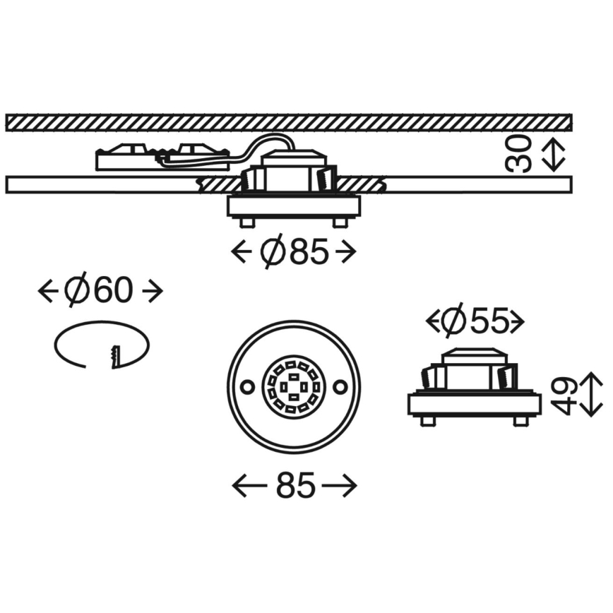 Briloner 7214-012 - LED Süvistatav valgusti vannituppa ATTACH LED/5W/230V IP44