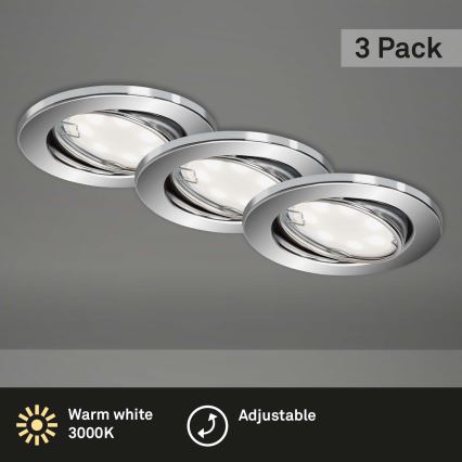 Briloner 7221-038 - Komplekt 3x LED Süvistatav vannitoavalgusti 1xGU10/3W/230V läikiv kroom